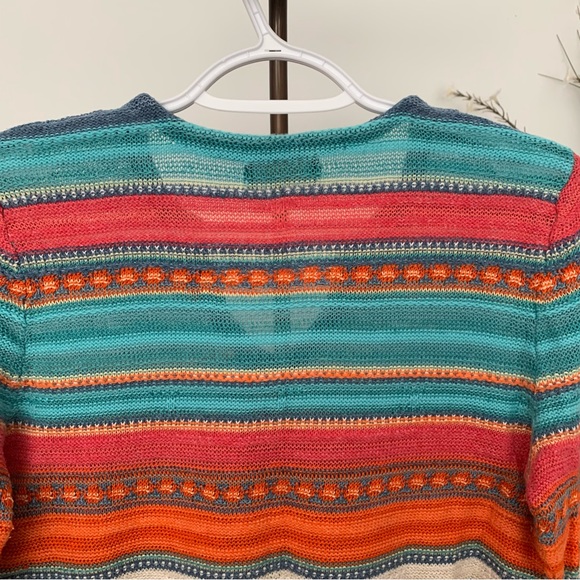 LRL Multi-Colour Striped Linen Blend Sweater, Size Small - Picture 8 of 9